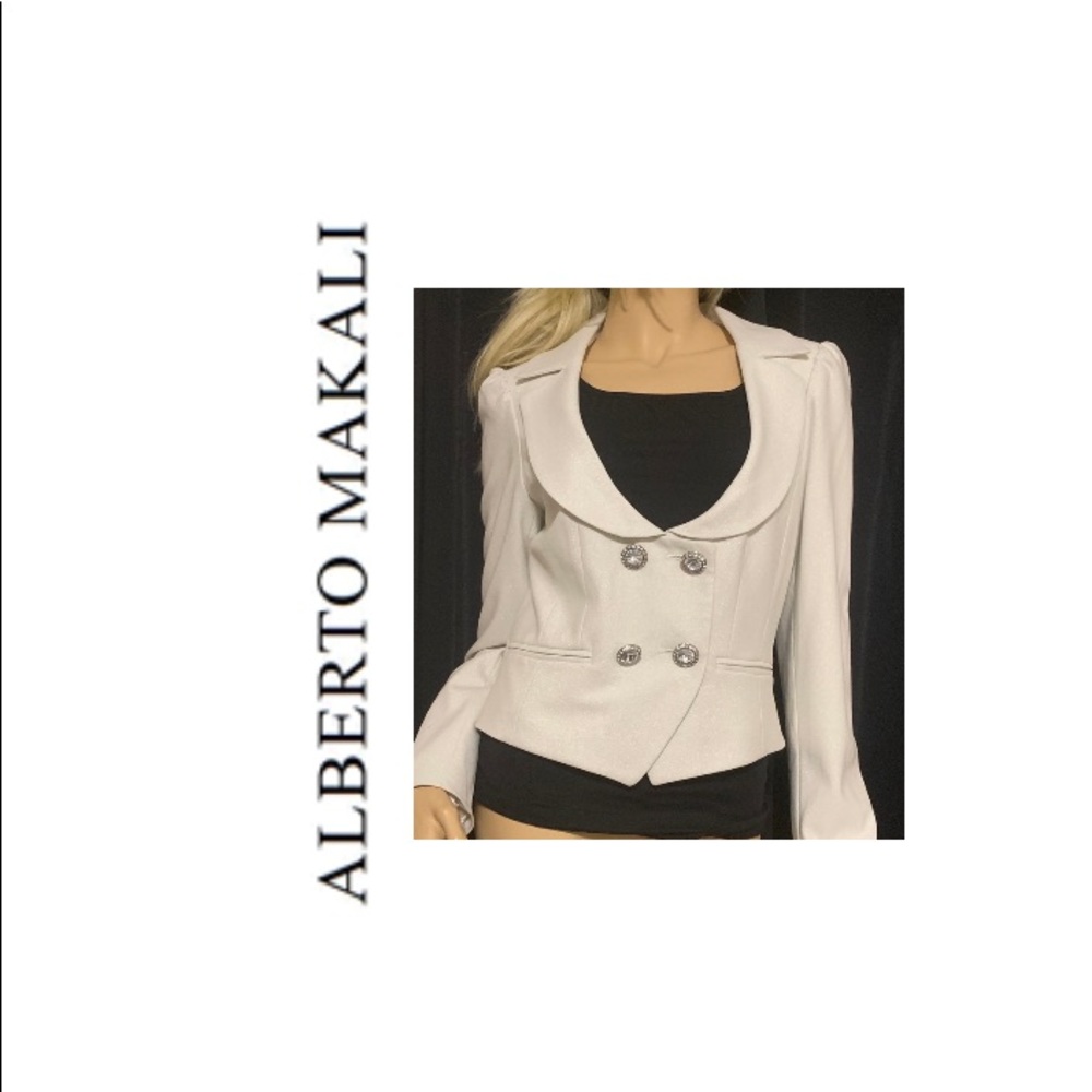 💎ALBERTO MAKALI WHITE AND SILVER BLAZER Size 6